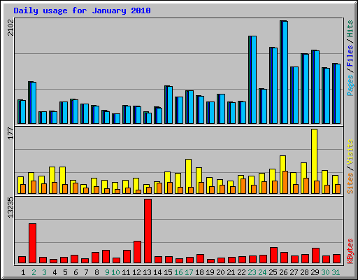 Daily usage for January 2010