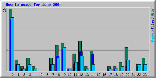 Hourly usage for June 2004