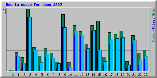 Hourly usage for June 2005