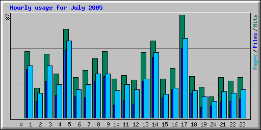 Hourly usage for July 2005