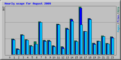 Hourly usage for August 2009